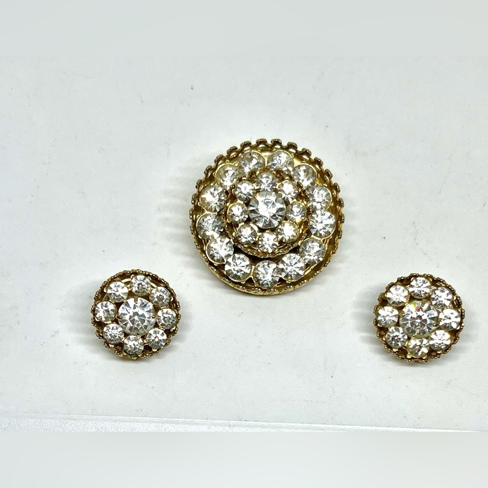 Vintage Coro Rhinestone Brooch & Earrings